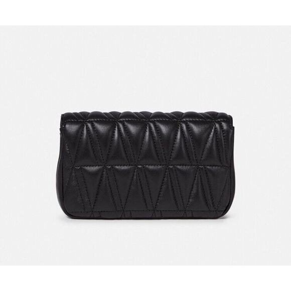 NWT Versace Virtus Mini Black Quilted Leather Crossbody Bag with Gold Chain - Picture 2 of 15